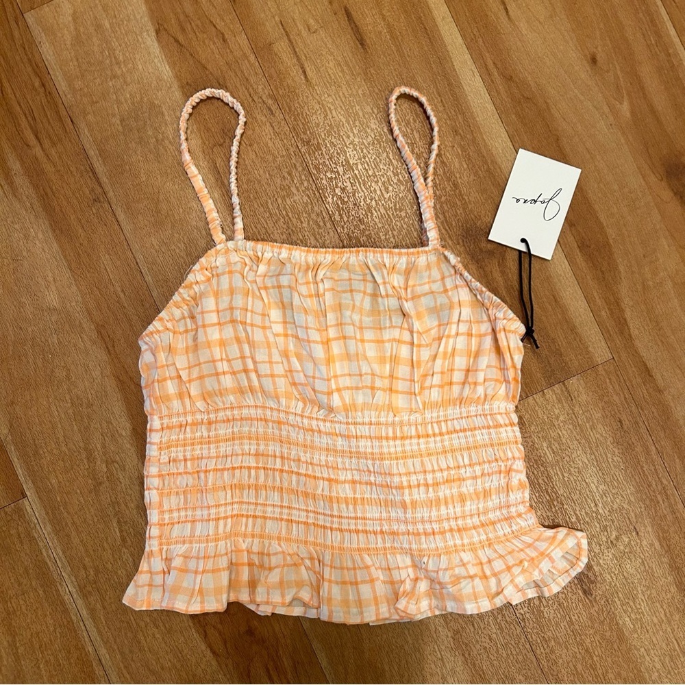 Japna Orange and White Cropped Tank top